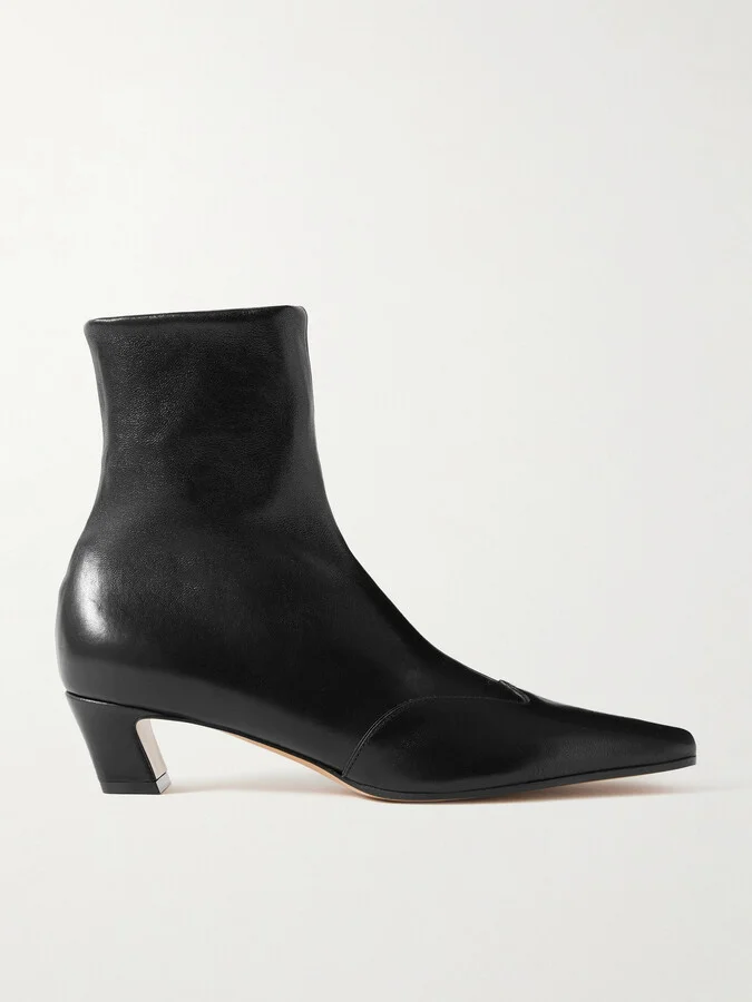 KHAITE - Nevada Leather Ankle Boots - Black