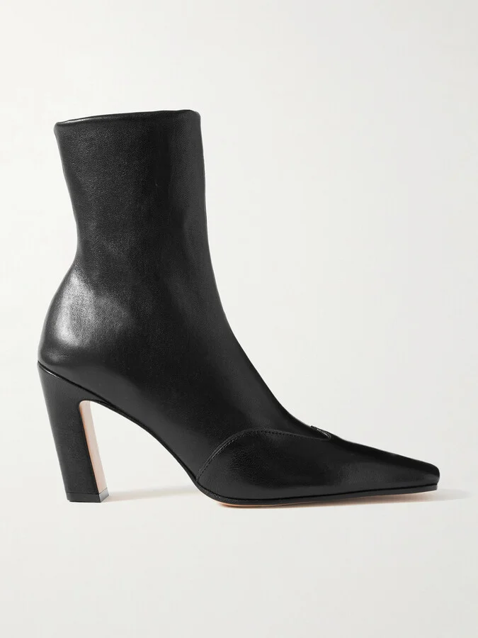 KHAITE - Nevada Leather Ankle Boots - Black