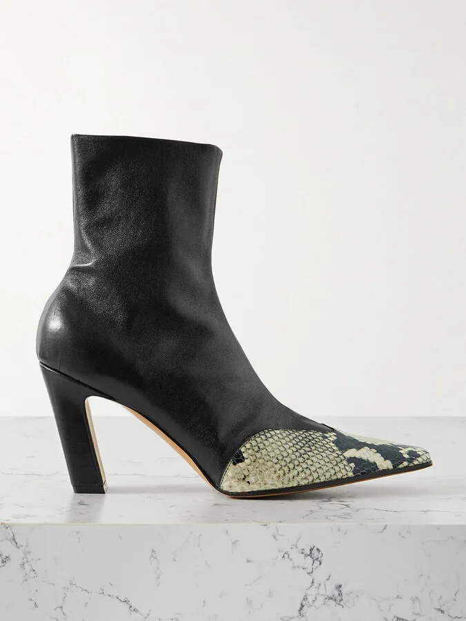 KHAITE - Nevada Leather Ankle Boots - Black