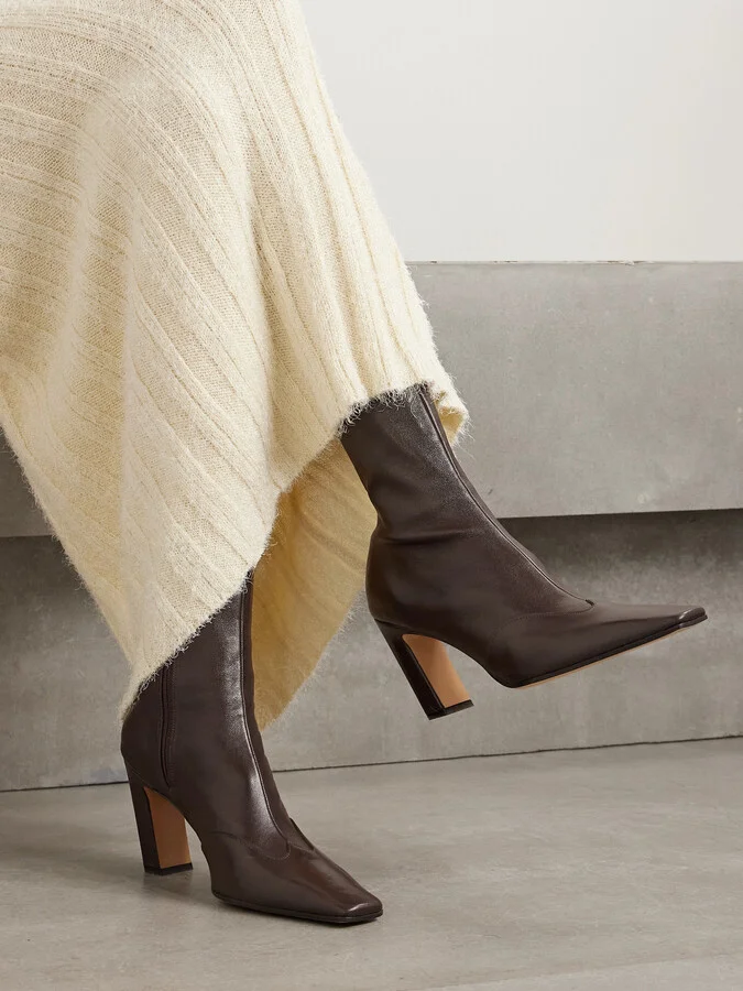 KHAITE - Nevada Leather Ankle Boots - Brown - Image 2
