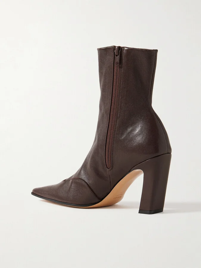 KHAITE - Nevada Leather Ankle Boots - Brown - Image 3