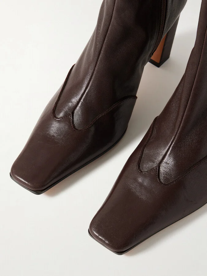 KHAITE - Nevada Leather Ankle Boots - Brown - Image 4