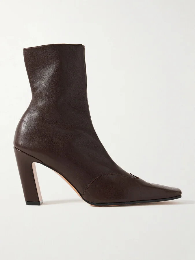 KHAITE - Nevada Leather Ankle Boots - Brown