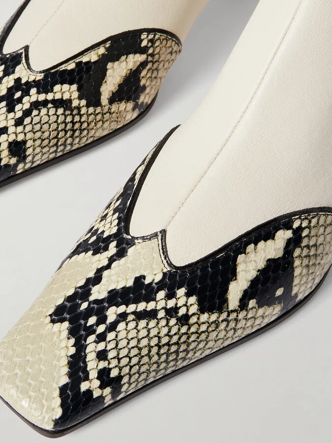 KHAITE - Nevada Snake-effect Leather Ankle Boots - White - Image 4