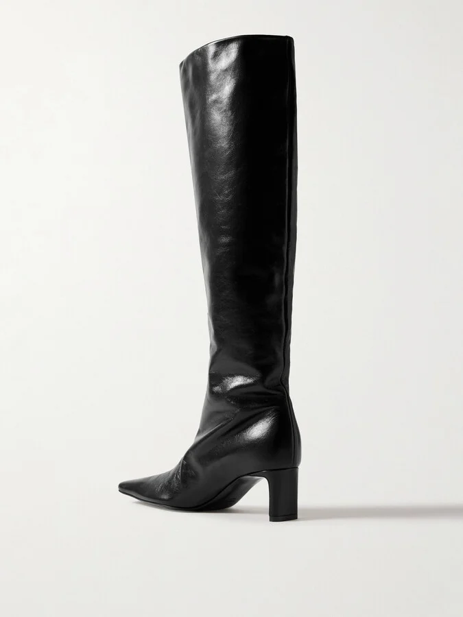KHAITE - Ona Crinkled-leather Knee Boots - Black - Image 3