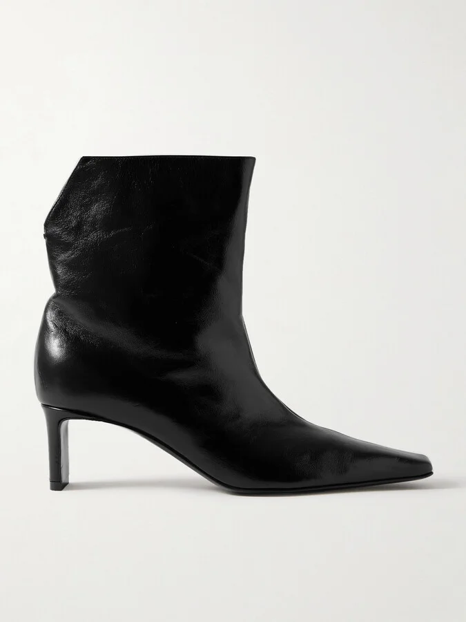 KHAITE - Ona Leather Ankle Boots - Black