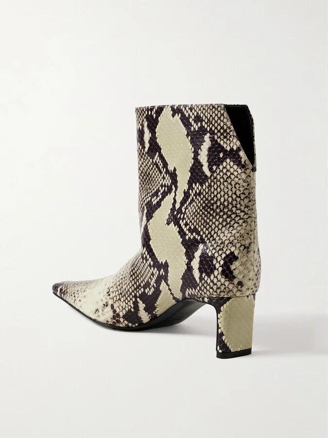 KHAITE - Ona Snake-effect Leather Ankle Boots - Animal print - Image 3