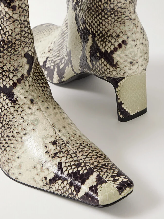 KHAITE - Ona Snake-effect Leather Ankle Boots - Animal print - Image 4