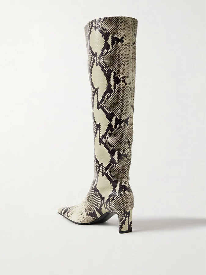 KHAITE - Ona Snake-print Leather Knee Boots - Animal print - Image 3