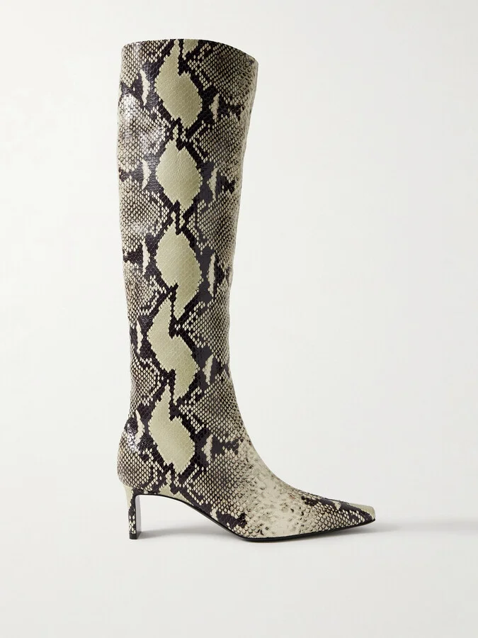 KHAITE - Ona Snake-print Leather Knee Boots - Animal print