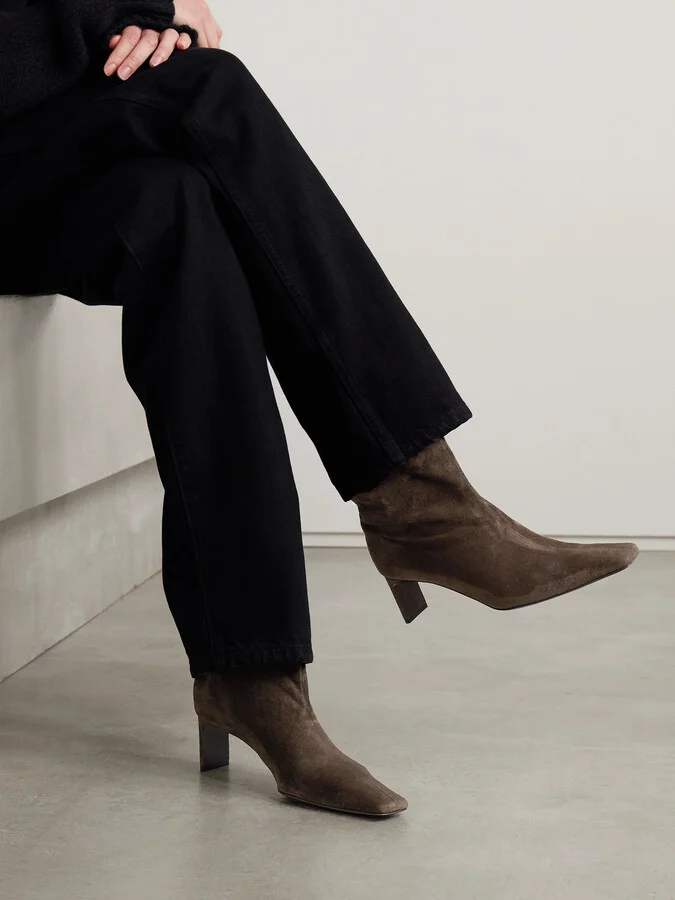 KHAITE - Ona Suede Ankle Boots - Brown - Image 2