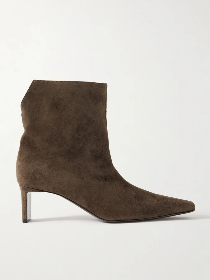 KHAITE - Ona Suede Ankle Boots - Brown