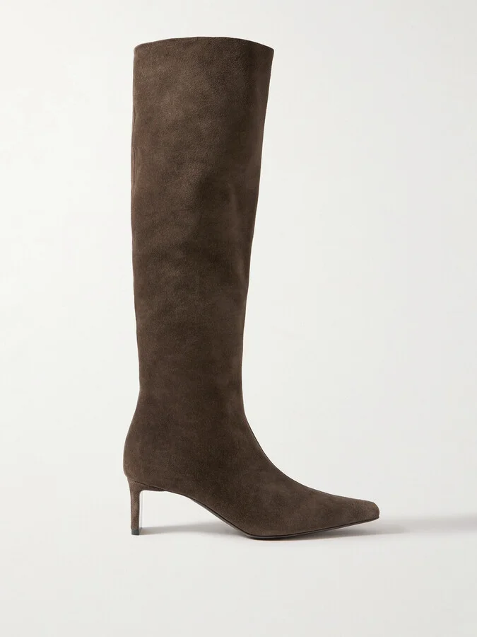 KHAITE - Ona Suede Knee Boots - Brown