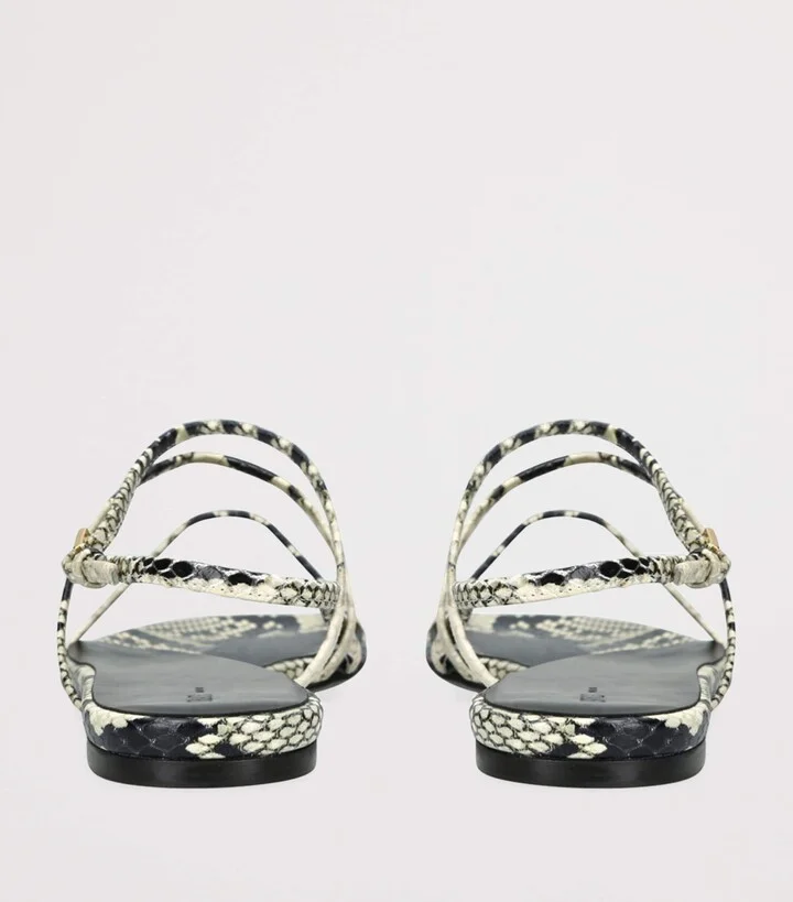 Khaite Python-Embossed Leather Loop Flat Sandals - Image 2