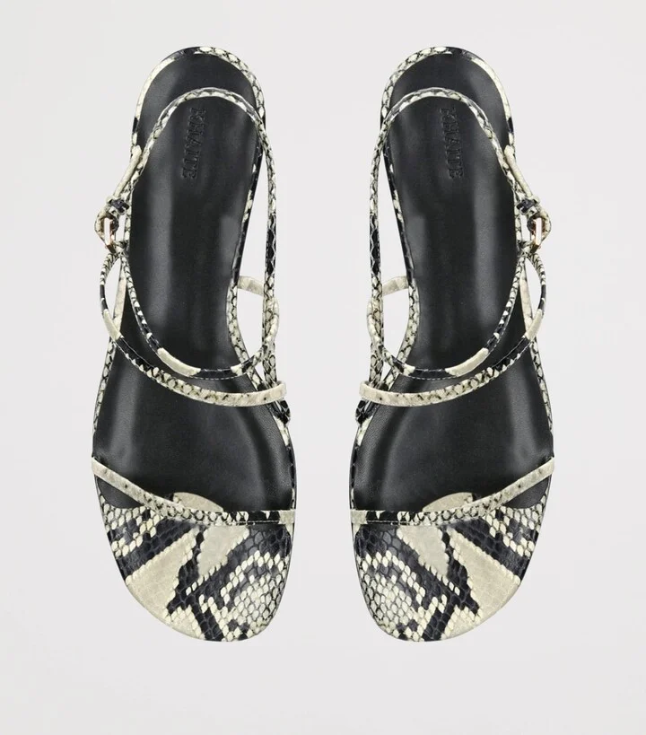 Khaite Python-Embossed Leather Loop Flat Sandals - Image 4