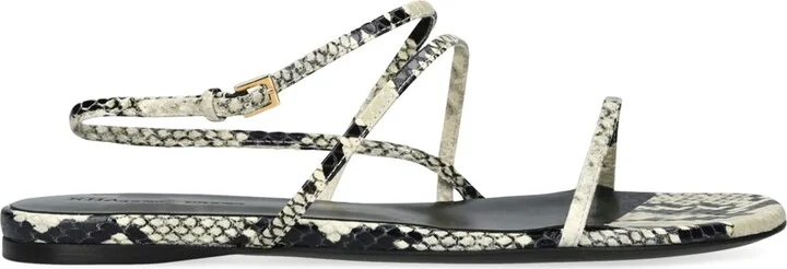 Khaite Python-Embossed Leather Loop Flat Sandals