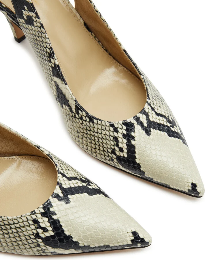 Khaite River 75 Python-effect Leather Slingback Pumps - Image 3