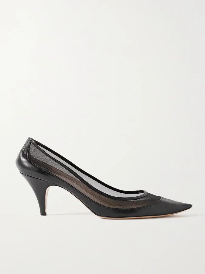 KHAITE - River Iconic Mesh And Leather Pumps - Black