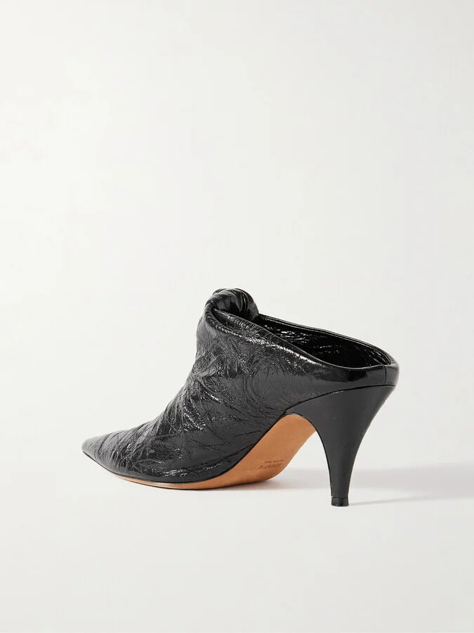 KHAITE - Rowan Knotted Crinkled-leather Mules - Black - Image 3