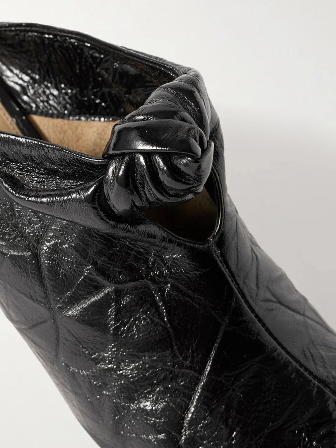 KHAITE - Rowan Knotted Crinkled-leather Mules - Black - Image 4