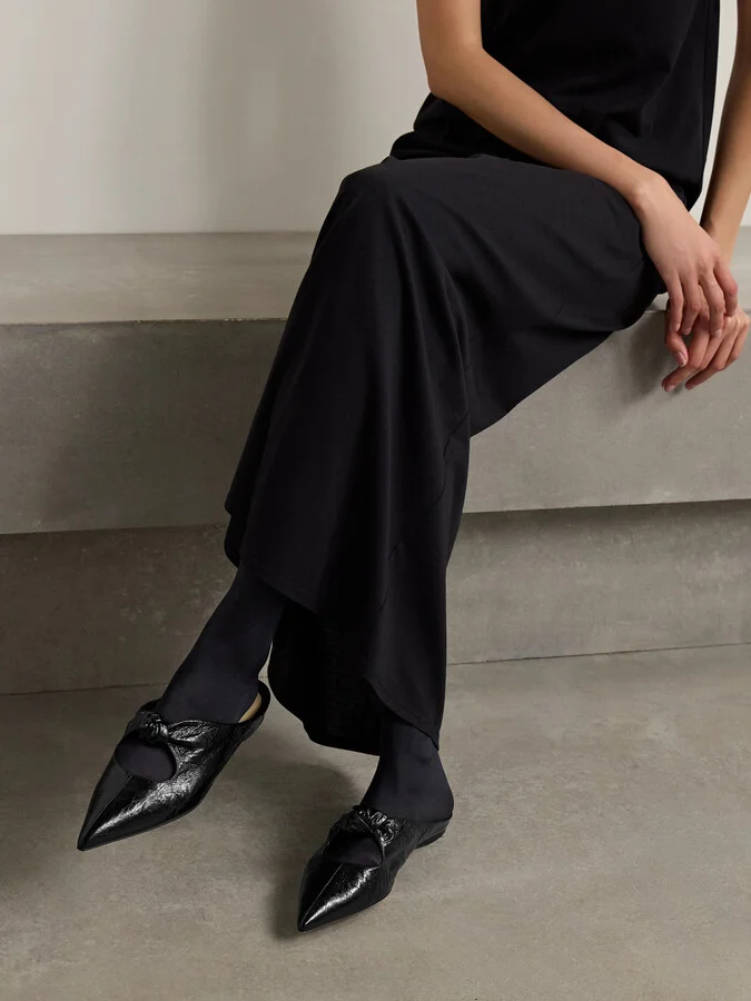 KHAITE - Rowan Knotted Crinkled-leather Mules - Black - Image 2