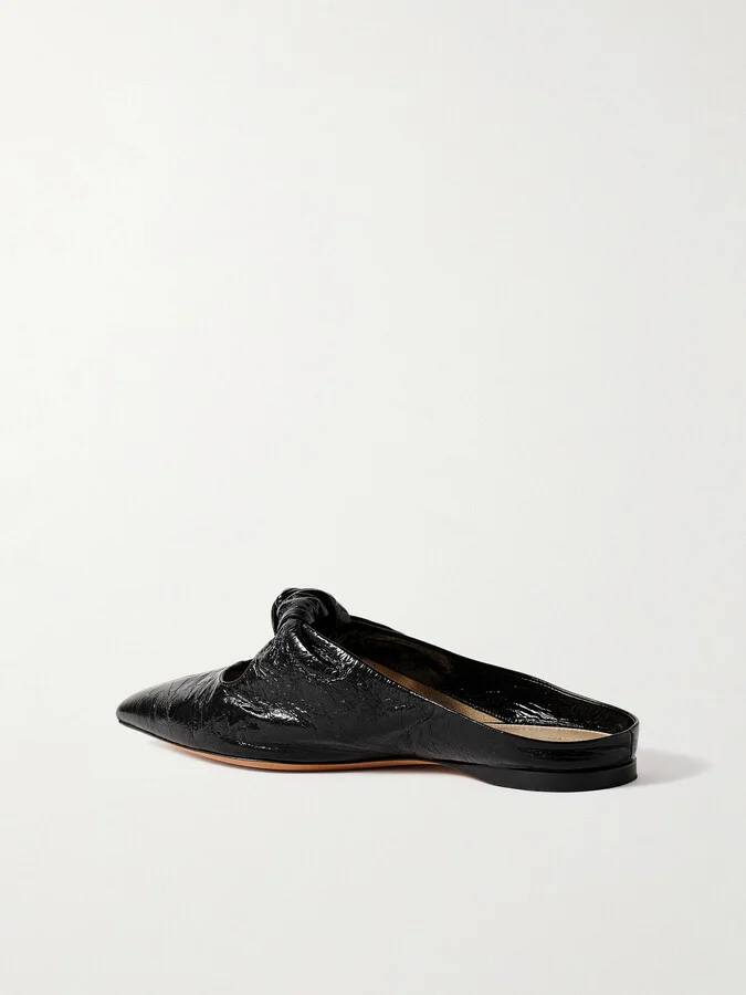 KHAITE - Rowan Knotted Crinkled-leather Mules - Black - Image 3