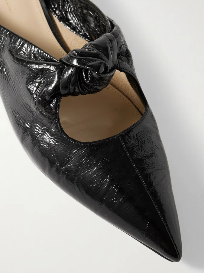 KHAITE - Rowan Knotted Crinkled-leather Mules - Black - Image 4