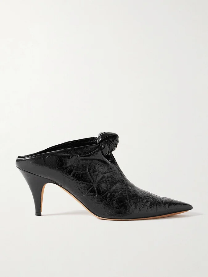 KHAITE - Rowan Knotted Crinkled-leather Mules - Black