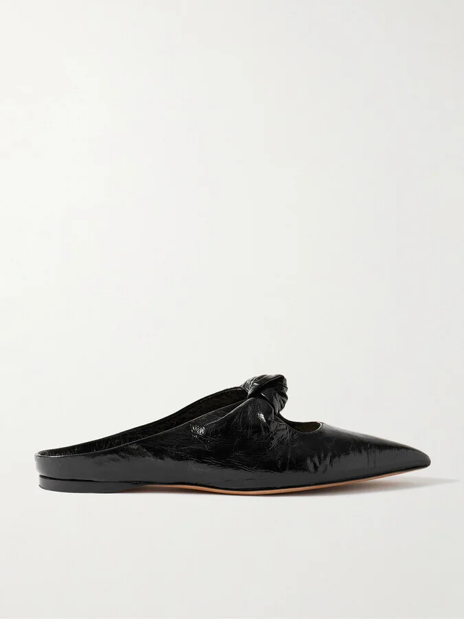 KHAITE - Rowan Knotted Crinkled-leather Mules - Black