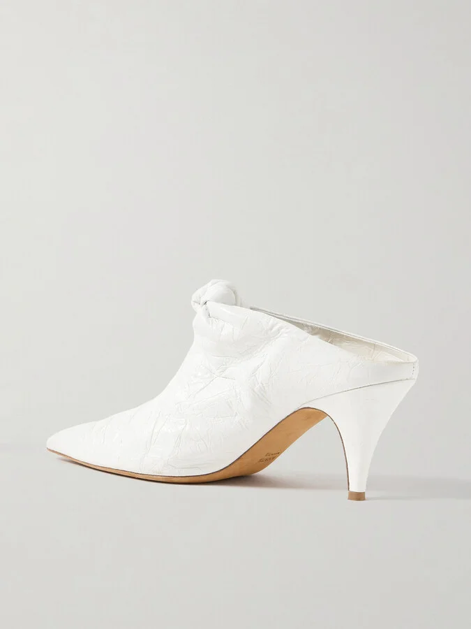 KHAITE - Rowan Knotted Crinkled-leather Mules - White - Image 3