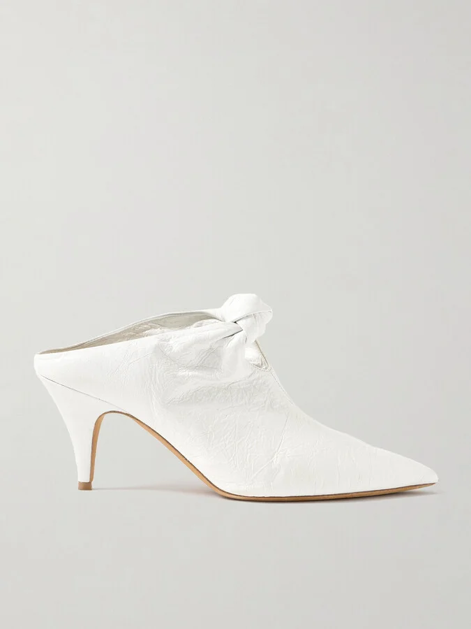 KHAITE - Rowan Knotted Crinkled-leather Mules - White