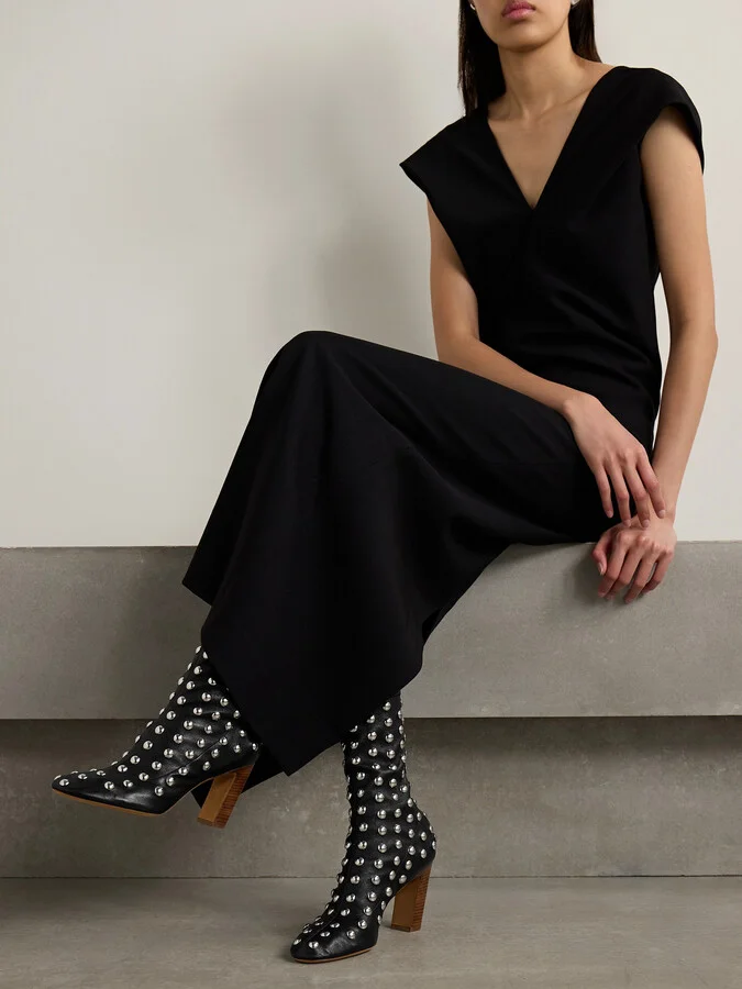 KHAITE - Studded Leather Ankle Boots - Black - Image 2