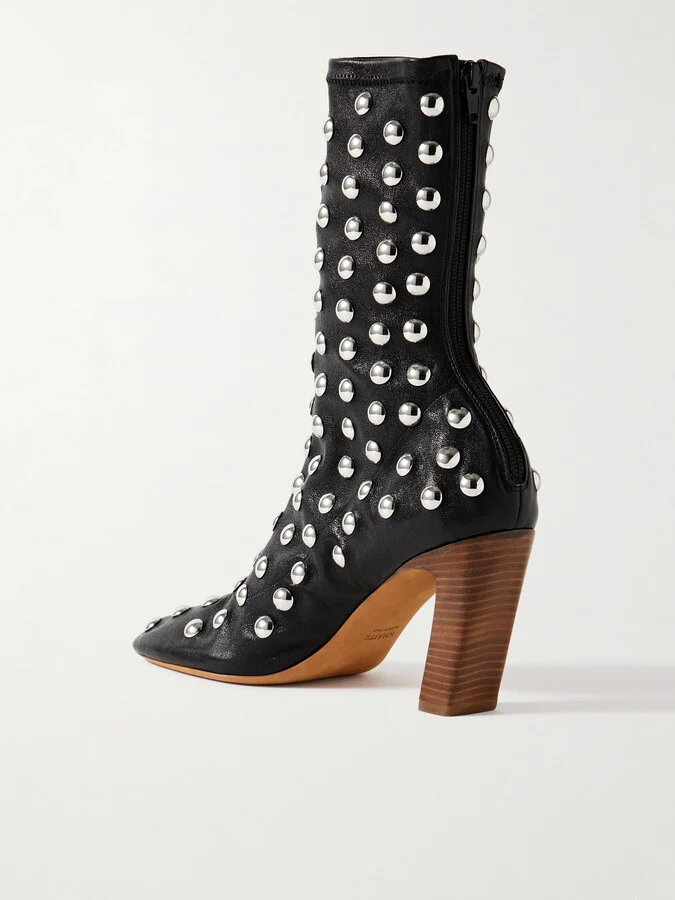KHAITE - Studded Leather Ankle Boots - Black - Image 3