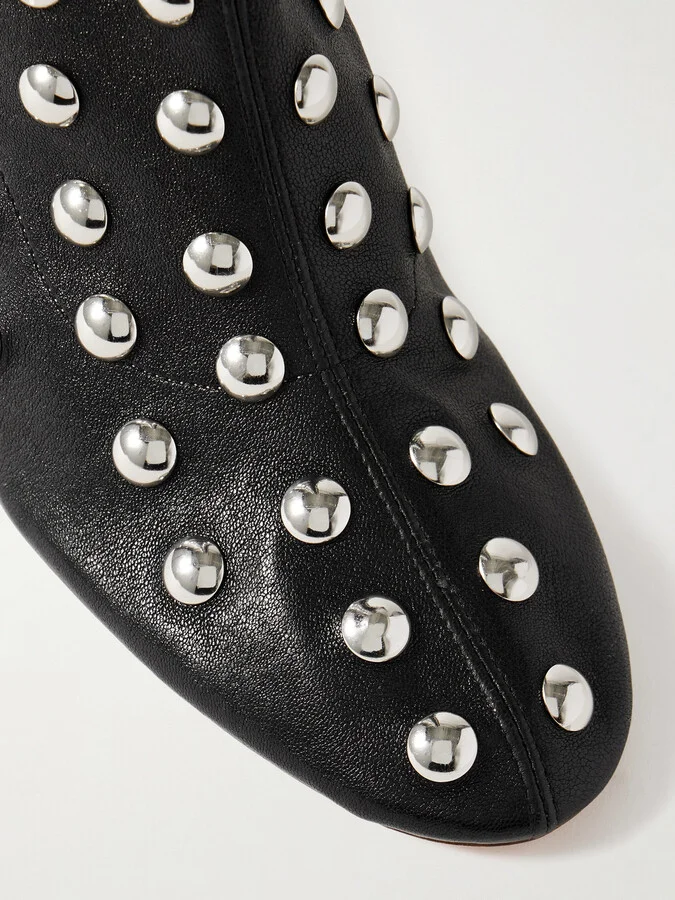 KHAITE - Studded Leather Ankle Boots - Black - Image 4