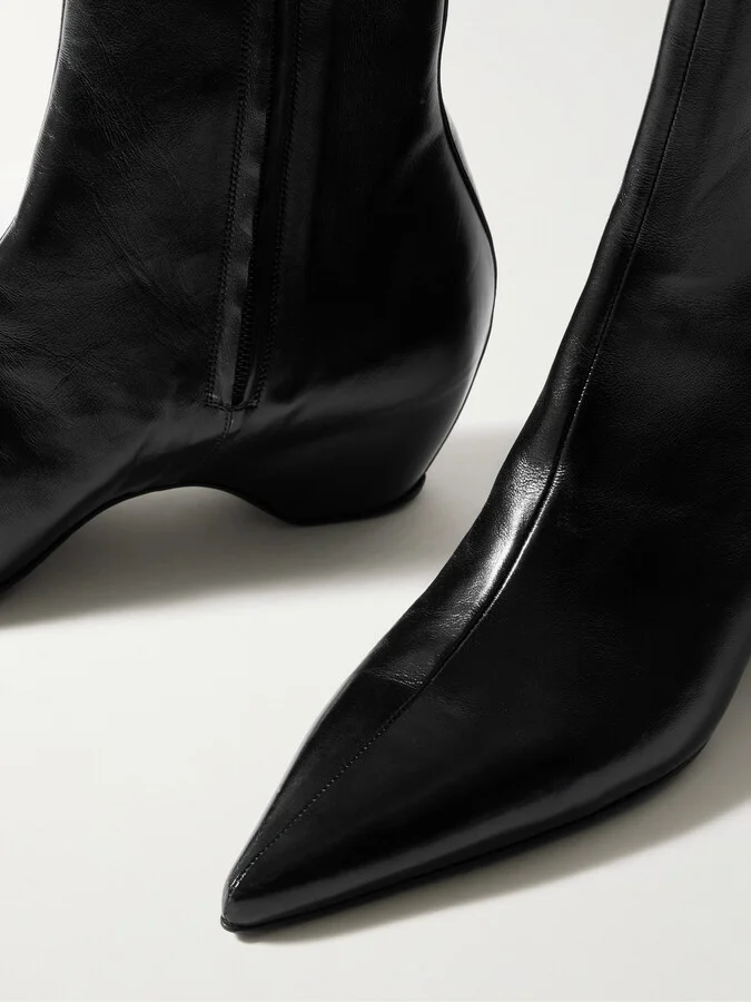 KHAITE - Sybil Glossed-leather Ankle Boots - Black - Image 4