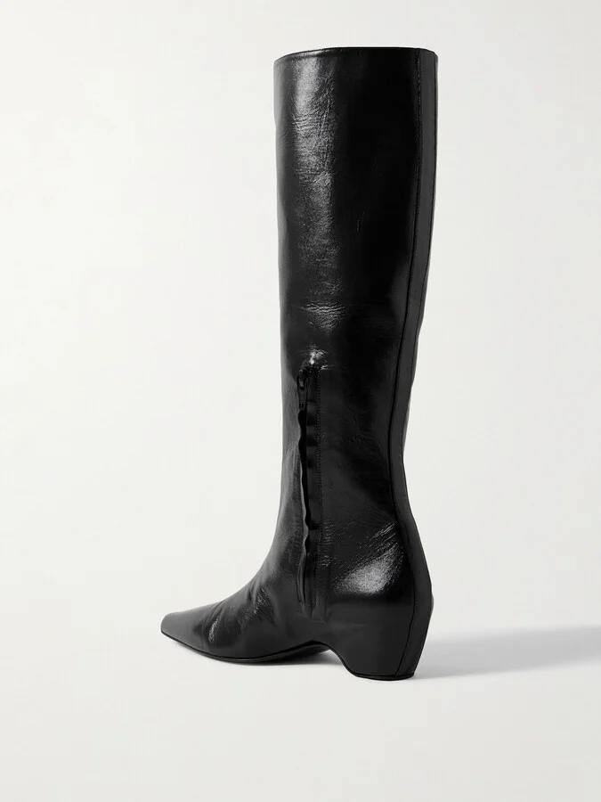 KHAITE - Sybil Glossed-leather Knee Boots - Black - Image 3