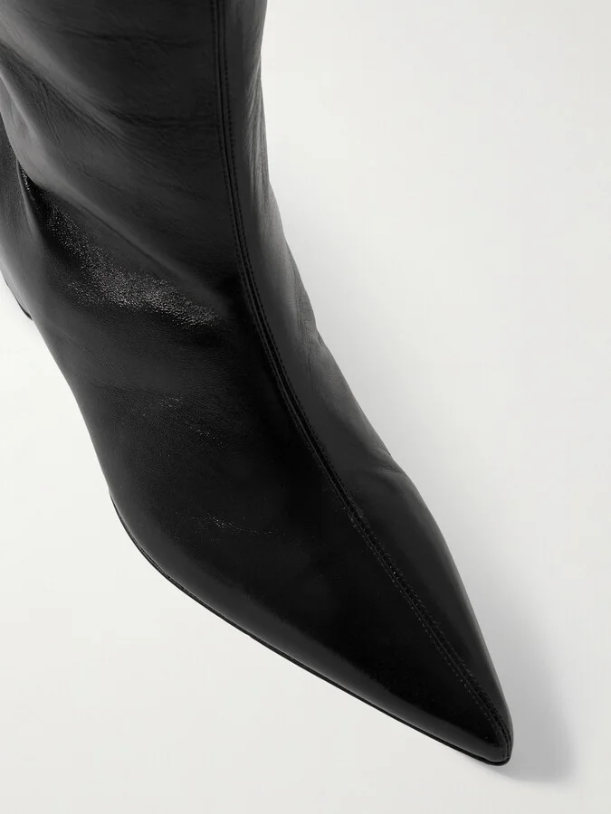 KHAITE - Sybil Glossed-leather Knee Boots - Black - Image 4