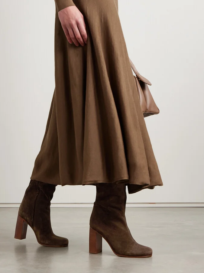KHAITE - Willow Suede Knee Boots - Brown - Image 2