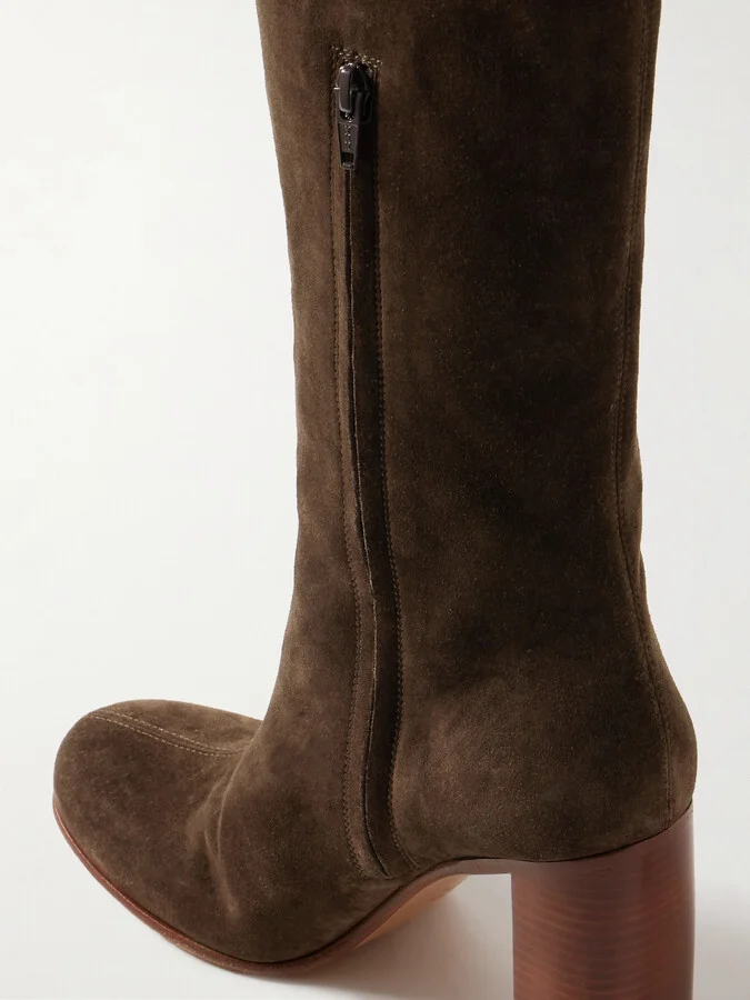 KHAITE - Willow Suede Knee Boots - Brown - Image 4