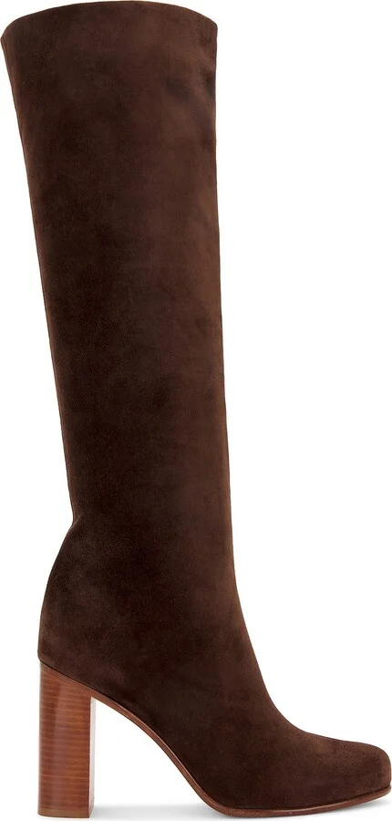 KHAITE Willow Suede Knee High 90 Boot in Brown