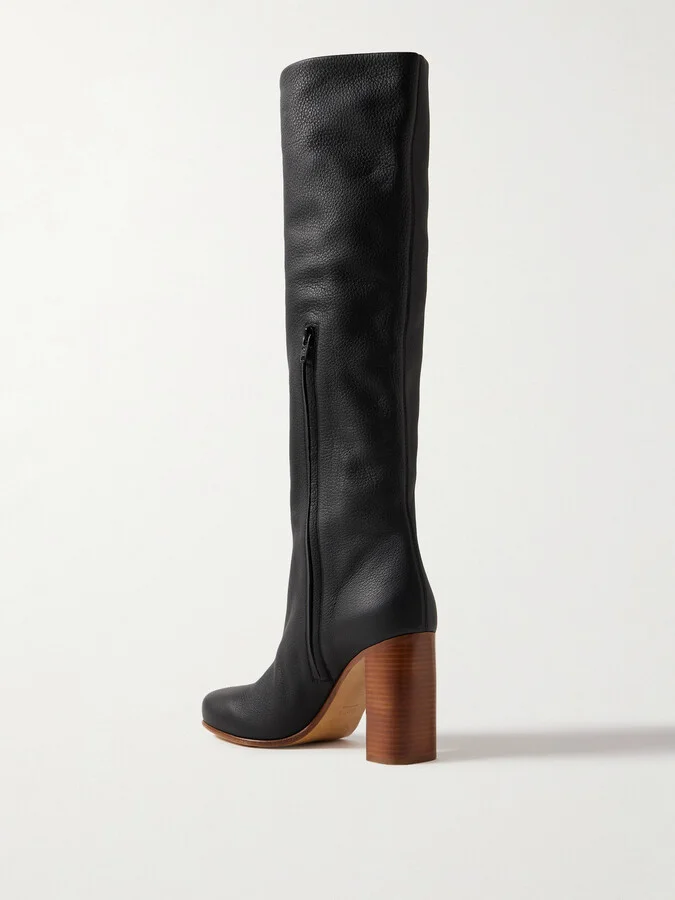 KHAITE - Willow Textured-leather Knee Boots - Black - Image 3