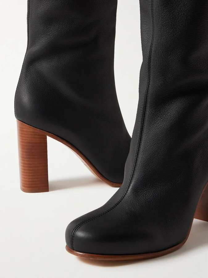 KHAITE - Willow Textured-leather Knee Boots - Black - Image 4