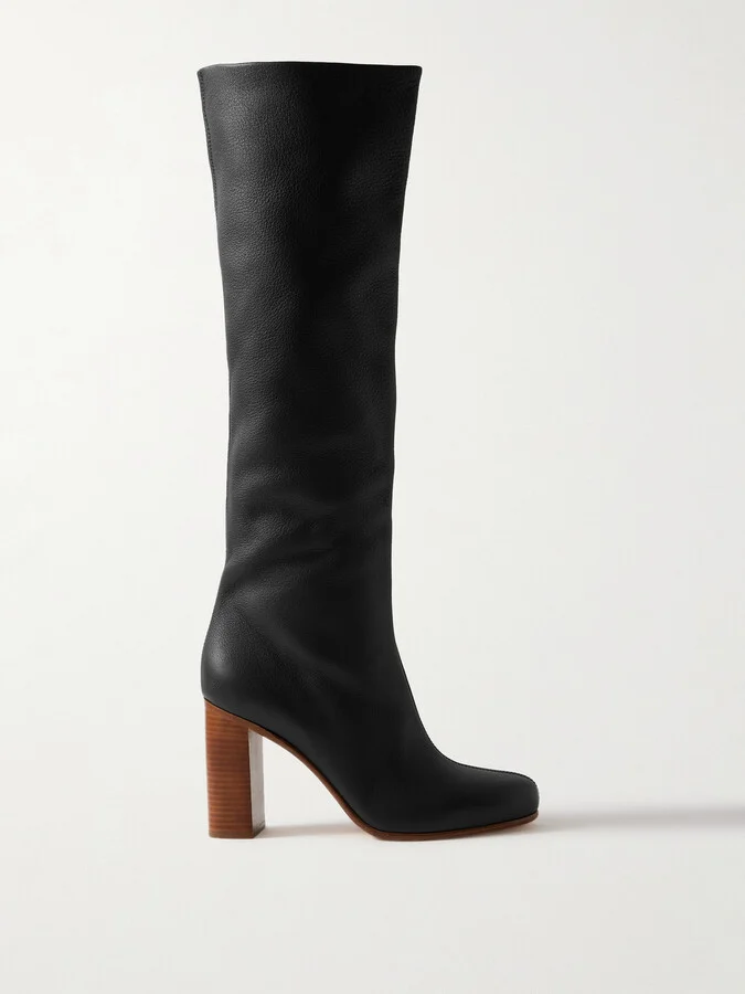 KHAITE - Willow Textured-leather Knee Boots - Black