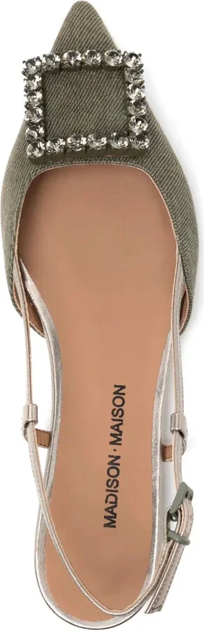 Khaki/Gold Sling Back Flat - Image 4