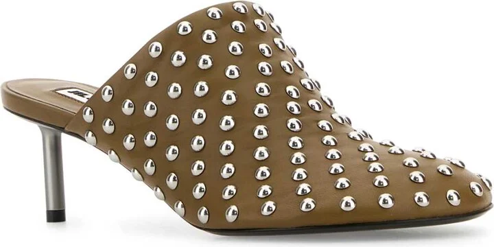 Khaki Leather Mules - Image 2