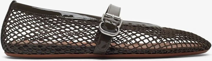 Khaki mesh ballet flats