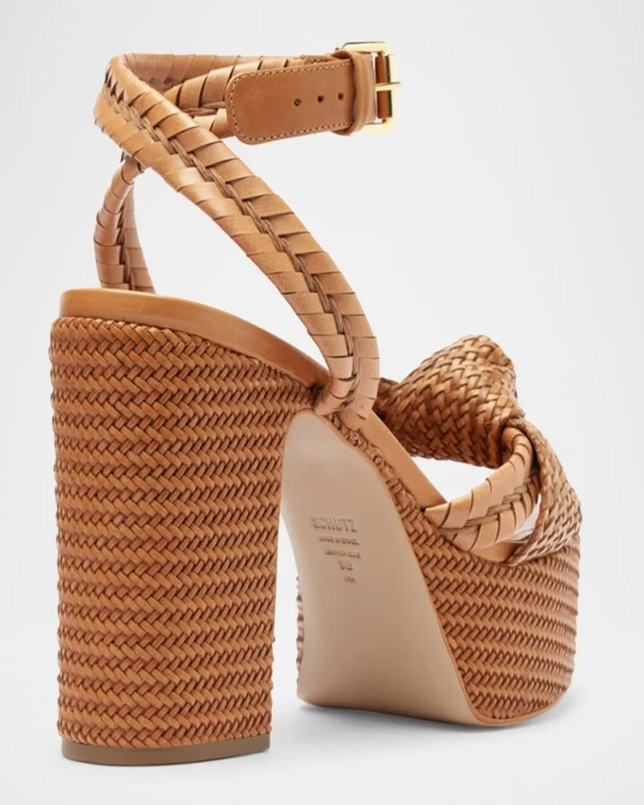 Khari Knotted Leather Ankle-Strap Platform Sandals - Image 2