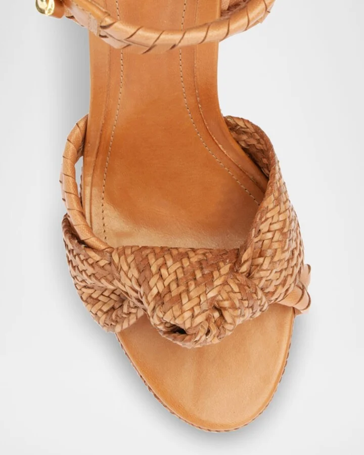 Khari Knotted Leather Ankle-Strap Platform Sandals - Image 5