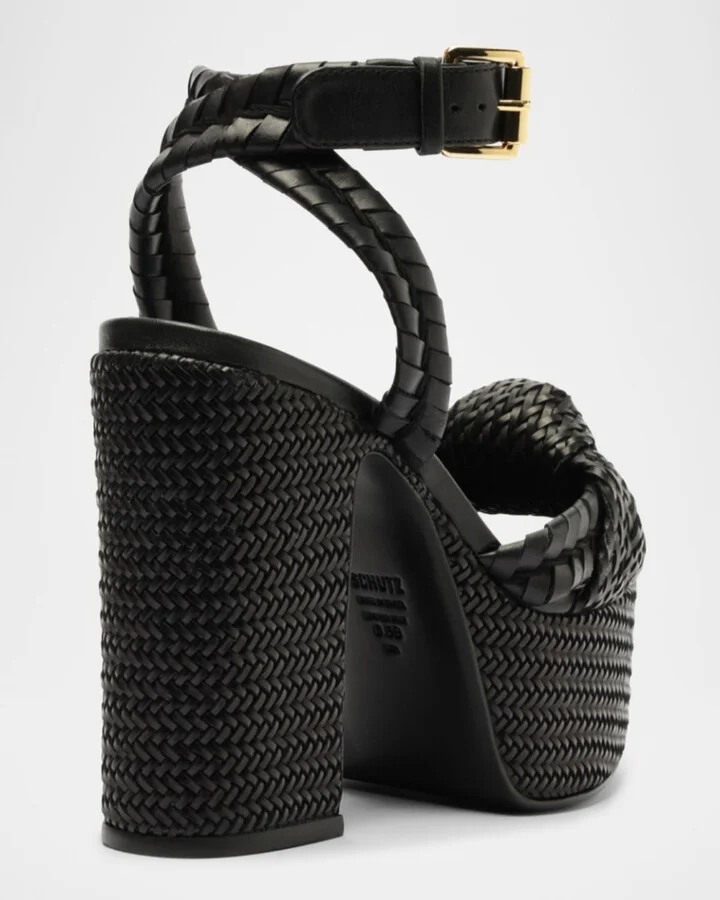 Khari Knotted Leather Ankle-Strap Platform Sandals - Image 2