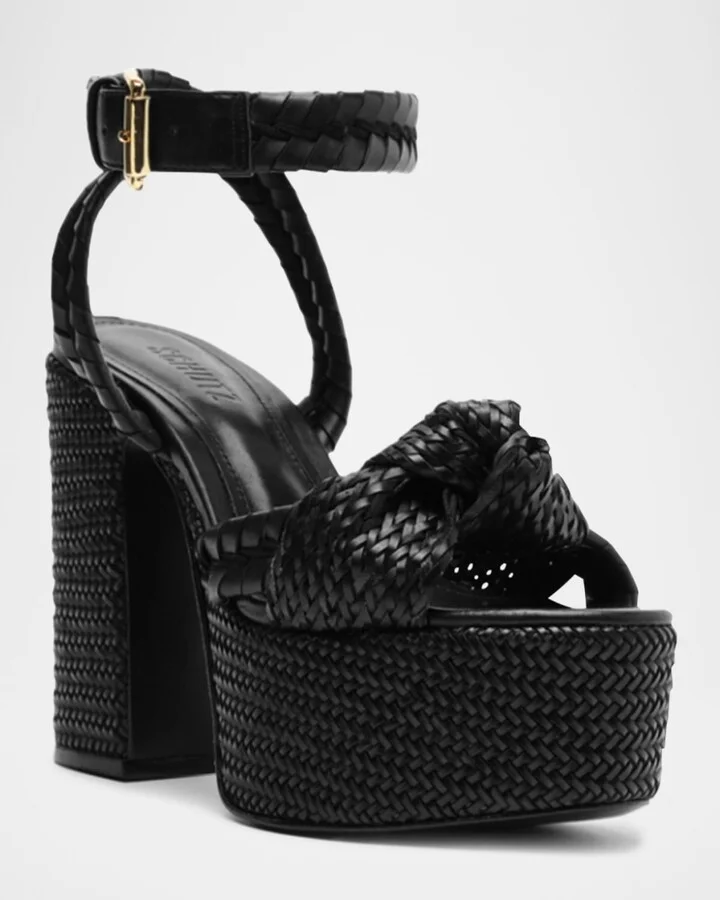 Khari Knotted Leather Ankle-Strap Platform Sandals - Image 3